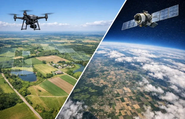 Drone Orthomosaics Versus Satellite Imagery