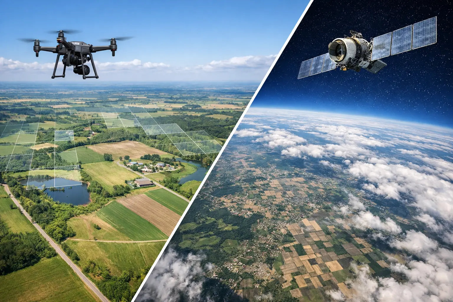 Drone Orthomosaics Versus Satellite Imagery