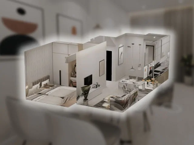 A high-resolution 360° panoramic tour of your space, enabling virtual walkthroughs before construction starts.